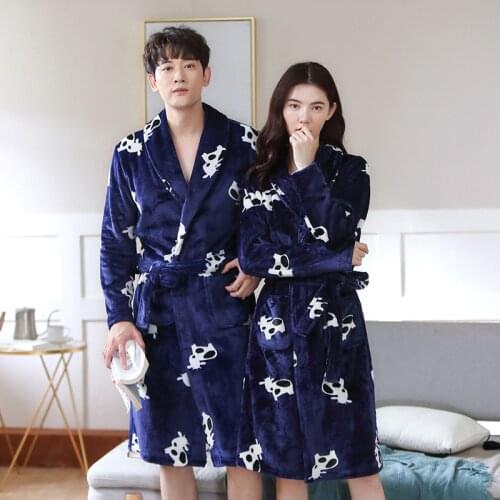 Lovers Couple Thicken Warm Winter Bathrobe Men Silk Long Kimono Bath Robe Male Dressing Gown for Mens Flannel Robes Sleepwear
