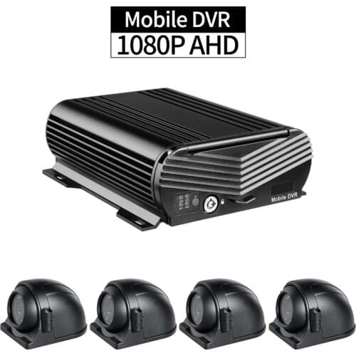 4 Channel AHD Car DVR Recorder with 4PCS Outdoor 2.0MP Cameras 2TB HDD Cycle Recording I/O Alarm for Truck Bus Vehicle Security