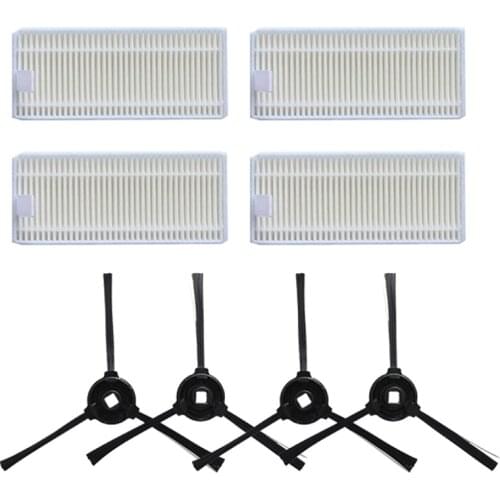 For Lefant M520/M501 Replacement Parts,Washable 4 HEPA Filters+4 Side Brushes Accessories Kit For Robot Vacuum Cleaners
