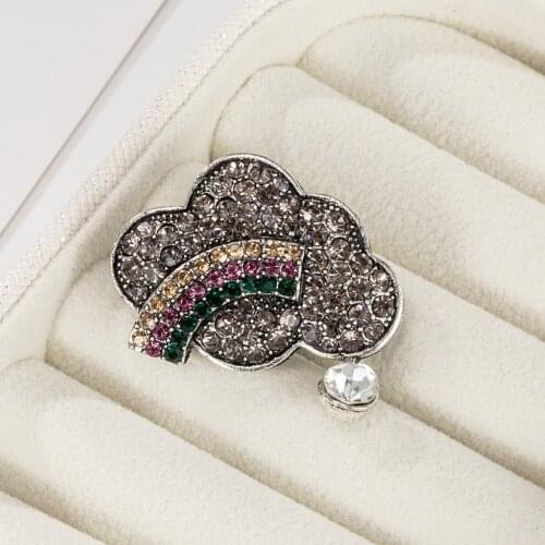 Fashion Vintage Rainbow Rain Brooch Polychrome Rhinestone Cloud Brooches for Women Trendy Corsage Pins Jewelry Accessories