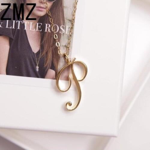 ZMZ 30pcs/lot 2019 Europe/US fashion English letter pendant lovely letter P text necklace gift for mom/girlfriend party jewelry