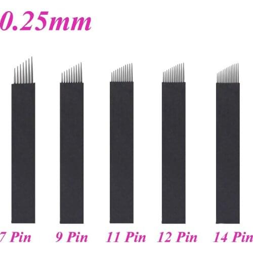 0.25mm Black 7/9/11/12/14 Flex Laminas Tebori Microblading Needles Permanent Makeup Eyebrow Tatoo Blade For Manual Tattoo Pen