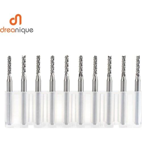 10pcs/set Solid Carbide Corn End mill Milling Cutter Bits D0.8, 1.0, 1.6, 1.8, 2.4, 3.1 PCB End Mill CNC Cutting Milling Tools