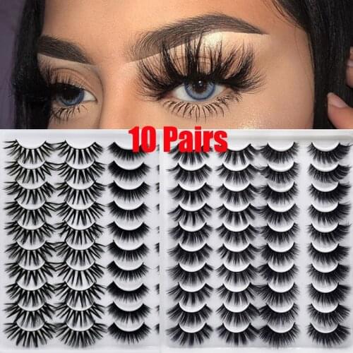 20 Pairs False Eyelashes Handmade Natural Long Cross Thick Eyelashes Multi-layer Imitation Mink Eyelashes Extension Makeup Tools