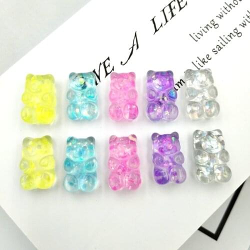20pcs New Cute Resin shiny bear Flatback Cabochon Charm DIY Phone/Craft Decoration Accessories