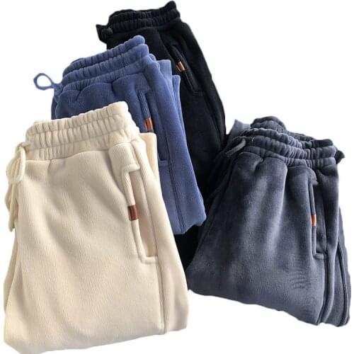 2021 Casual Plus Velvet Sweatpants Womens Autumn Winter Thickening, outer wear Korean Loose High Waist Harem Pants 173b