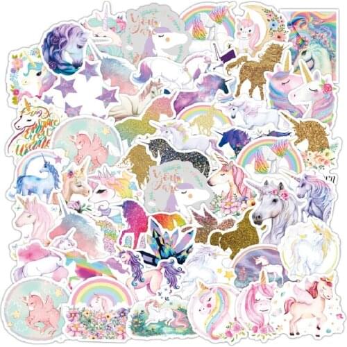 50pcs Cute Unicorn Cartoon Animal Waterproof Graffiti Stickers for DIY Luggage Bike Notebook Laptop Guitar Decals Sticker