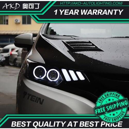 AKD tuning cars Headlight For Honda FIT JAZZ GK5 Mustang Headlights LED DRL Running lights Bi-Xenon Beam Fog lights angel eyes