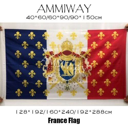 AMMIWAY Any Size Royal Standard Napoleon France Flags and Banners Polyester Banner Custom Single or Double Sided French Flag