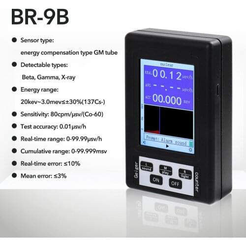 BR-9B Handheld Portable Digital Display Nuclear Radiation Detector Geiger Counter Semi-functional Type Dosimeter Marble Tester