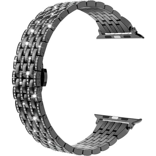 Stainless Steel Strap for Apple Watch Band 6 5 4 SE 44mm 40mm Luxury Diamond Bracelet for iWatch Series 6 3 38mm 42mm Wristbands