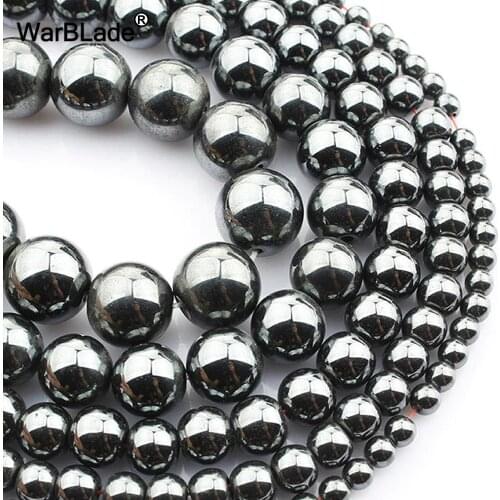 WarBLade Natural Stone Hematite Beads Round Loose Beads 4mm 6mm 8mm 10mm 12mm For DIY Necklace Bracelet Jewelry Making