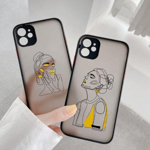 Line Design Pattern Girl Phone Case For iPhone 6s 7 8 Plus 11 12 Pro Max X XR XS MAX SE 2020 Shell Camera Protection Hard Cover