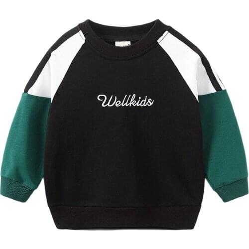 Baby Boys Sweatshirt Autumn Fashion Kids Boy Long Sleeve Black Cotton O Neck Pullover Sports Tops For Children 2021 New