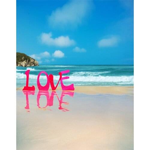 5x7ft Sea Beach Blue Sky Love Photography Backdrops Photo Props Studio Background