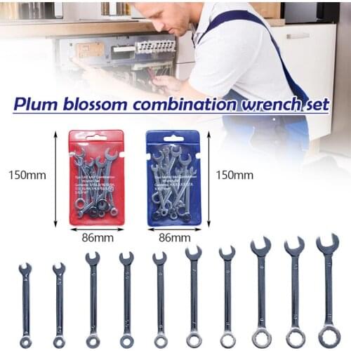 10pcs Combination Wrench Set Professional Tools Wrenches Chrome Vanadium Steel Ratchet Durable Repair Hand Tools BS