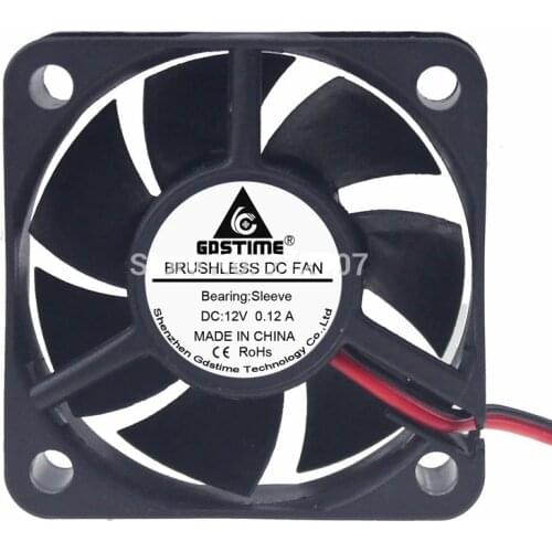 Gdstime 5pcs DC 12V 2Pin 7 Blades 50x50x20mm Heatsink Cooling Fan 50mm x 20mm 5cm 1.97 inch Cooler For PC Chip CPU