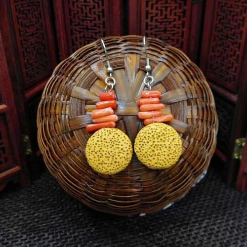 BOEYCJR Colorful Lava Stone Drop Earrings Handmade Fashion Jewelry Hook Earrings Dangle Earrings for Women Arete Oorbel