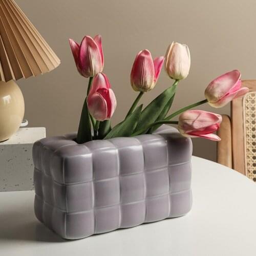 Nordic Ins Creative Ceramics Bag Vases Living Room Dining Table Flower Arrangement Container Crafts Home Decoration Accessories