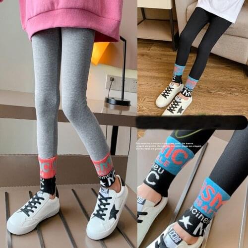 Leggings girls spring new 2021 childrens two-color thread stretch Korean version of the big childrens pants