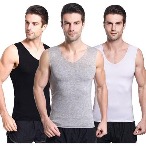 Mens Top Summer Modal Vest for Men Solid Color V-neck Slim Wide Shoulder Sports Sleeveless Thin Undershirt Males Clothing