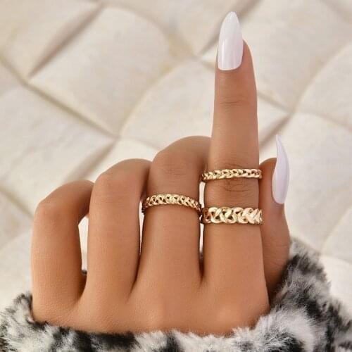 3 Pcs/Set Simple Gold Twist Rings Set Vintage Trendy Rings for Women Personality Party Jewelry Gifts