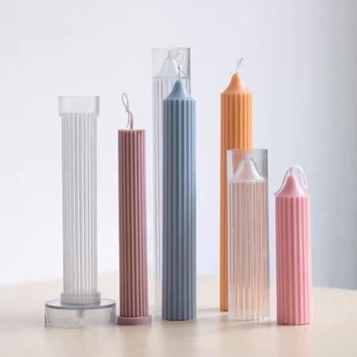 New Cylindrical Stripe Design Candle Mold Acrylic Gothic Craft Handmade Candle Making Wax Mould Simple style
