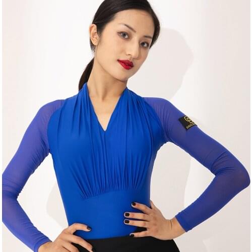 New Lantin Dance Clothes Women Leotard Middle Sleeves Dance Practice Wear Professional Standard Latin Dance Tops Women BL2145