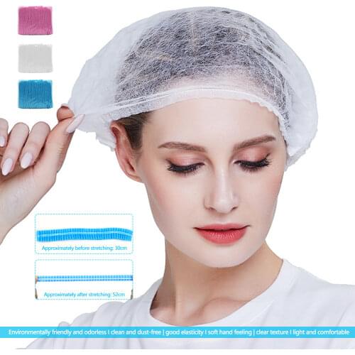 100pcs/lot Disposable Shower Caps Clear Spa Hair Salon Hotel One-Off Bathing Elastic Shower Hat Bathroom Products Bath Bonnet