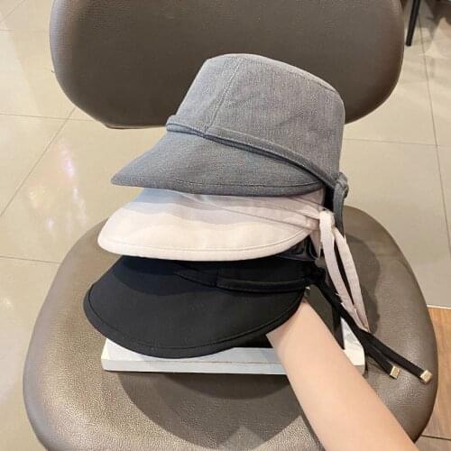 YQYXCY Bucket Hat Women Fashion Simple Fishermans Hat Cap Female Japan Retro Leisure Solid Hat Sun Shading Casual Outdoor