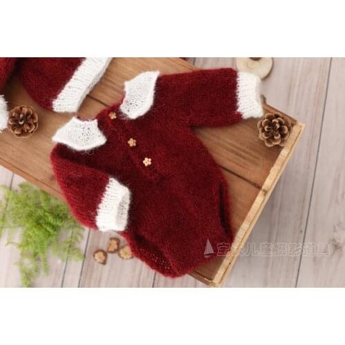 Handmade Crochet Mohair Newborn Overall outfit Baby Hooded romper Newborn Knitted pant Onesie Sitter Baby girl bonnet and pant