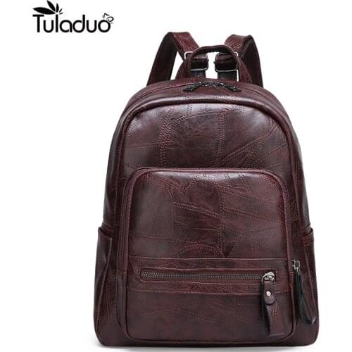 2020 Fashion Brand Women Soft leather Backpack Luxury PU Leather Girls School Bags Female Simple Casual Travel Rucksack Backpack