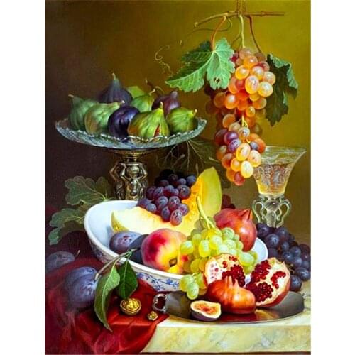Fruit Landscape Printed Fabric 11CT Cross-Stitch Complete Kit DIY Embroidery DMC Threads Handiwork Craft Painting Wholesale