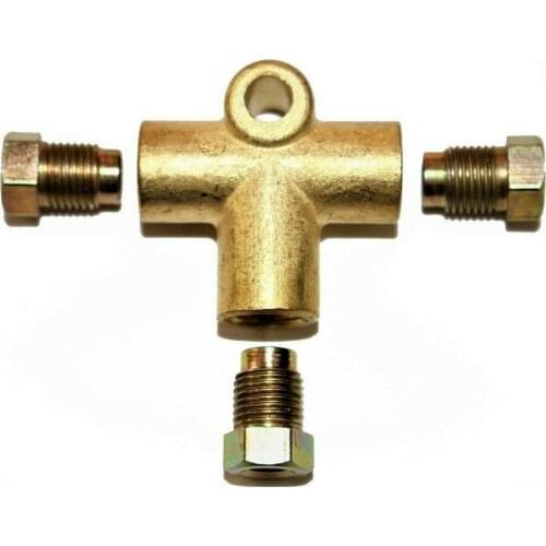 Universal 3 Way Brake T Piece Tee With 3 Male Nuts Short Union Metric M10 3/16" Pipe 10mm Brake Hoses & Accessoires
