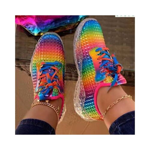 Plus Size Rainbow Casual Womens Shoes Summer And Autumn Models Casual Sports Shoes Lightweight Youth Trend Running Shoes