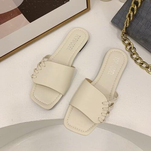 Womens Flat Slippers Summer New Non-slip Beach Slippers Cross Belt Flat Heel Ladies Slippers Women Sandals Women Shoes
