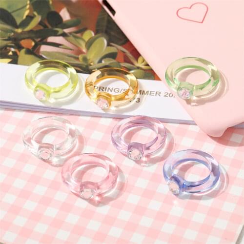 IF ME Aethetic Jelly Candy Colorful Crystal Transparent Resin Acrylic Rings for Women girl Korean Trendy Ring Jewelry 2021 New