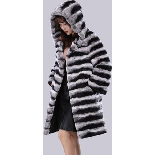Winter womens fur coat warm coat mink fur medium long mink fur trench coat mink fur hooded jacket
