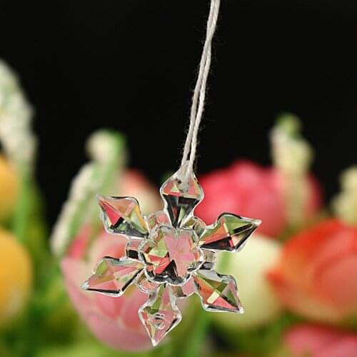 12pcs Christmas Snowflake Clear Crystal Acrylic Snow for Xmas Tree Pendant DIY Decorative Accenssory Craft Scrapbooking Decor