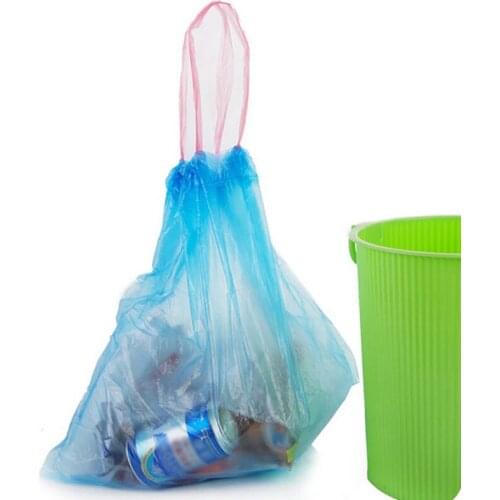 15pcs/Roll Strong Thicken Plastic Bag Auto Drawstring Trash Bag Kitchen Bedroom Bath Convenient Cleaning Rubbish Garbage Bags