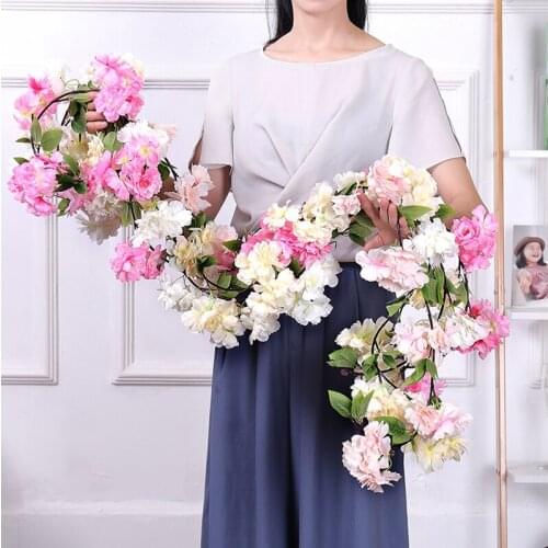 170CM Fake Cherry Blossom Vine Artificial Flowers Sakura DIY Rattan High Quality Wall Hanging Garland Party Wedding Wreath Decor