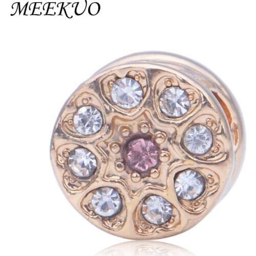 2Pcs/lot Gold Color Big Hole With Crystal Charms Beads DIY Jewelry Fits Bracelets Necklace Chain Accessories