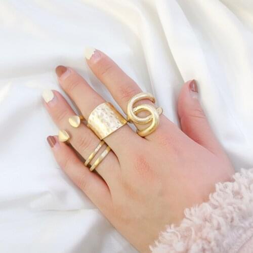 2021 4pcs/sets Korean Fashion Opening Rings Sets for Women Female Gold Color Finger Knuckle Ring Set Jewelry Beach Gifts