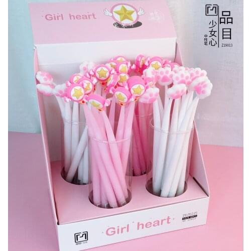 48pcs Creative Stationery Gel Pen Girl heart cat claw star Gel Pen Needle Black Ink Pen School Supplies Office Supplies 0.5mm