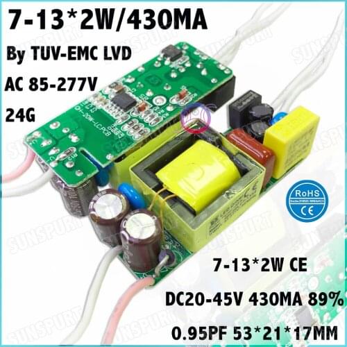 5 Pcs By TUV-EMC LVD 20W AC85-277V LED Driver 7-13Cx2W 430mA DC20-45V Constant Current LED Power For Ceiling Lamp Free Shipping