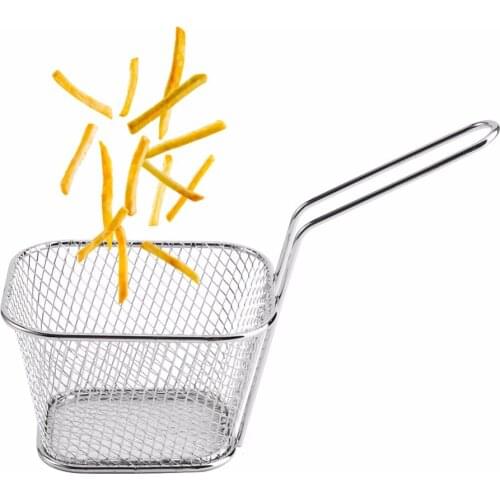 8pcs Stainless Steel Deep-Fried Basket French Fries Snack Chicken Wings Filter Skimmer Oil-Proof Artifact