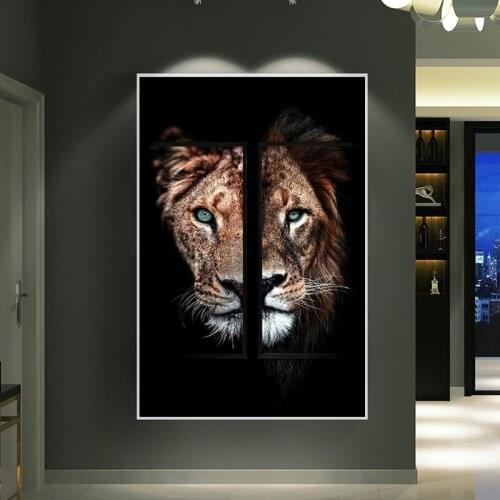 African Lion and Lioness Canvas Paintings on The Wall Art Posters and Prints Lions Animals Art Pictures for Living Room Decor