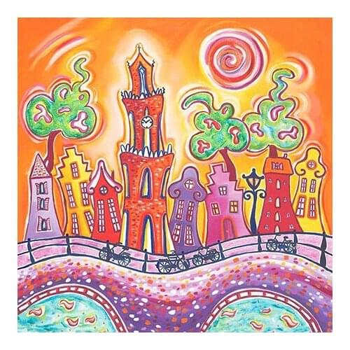 New Full Square Round Drill 5D DIY Diamond Painting Cartoon City Embroidery Cross Stitch Mosaic Rhinestone Decor A00673