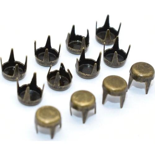 Antique Bronze Round Flat Claw Studs 4 Cone Claw Rivets Spike Nailheads Rivets For DIY Craft Making Jacket Bags Belts Leather
