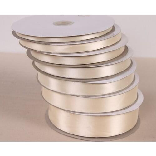 6mm-40mm 91Meters Milk Yellow Encryption Single Face Polyester Satin Ribbon Wedding Crafts Christmas Gift Wrap Handmade DIY